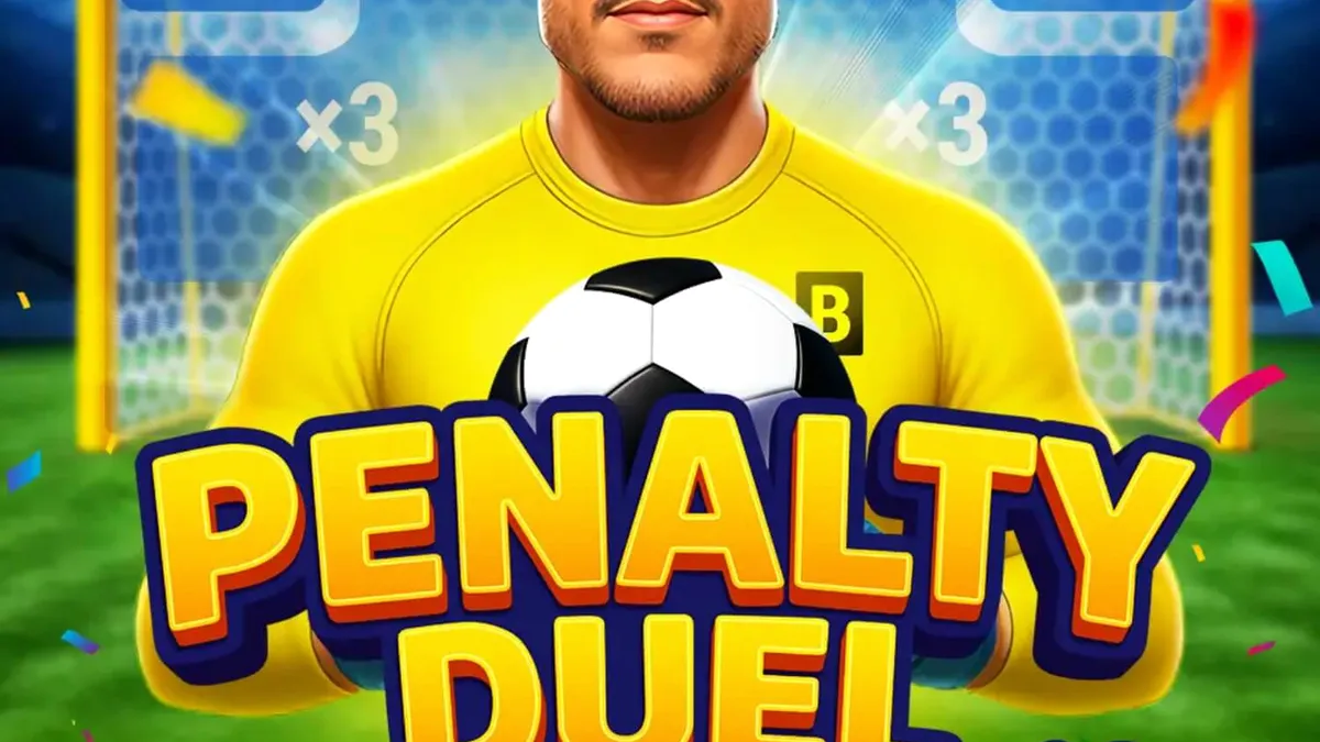 Tampilan antarmuka game Penalty Duel with Júlio César di stadion sepak bola